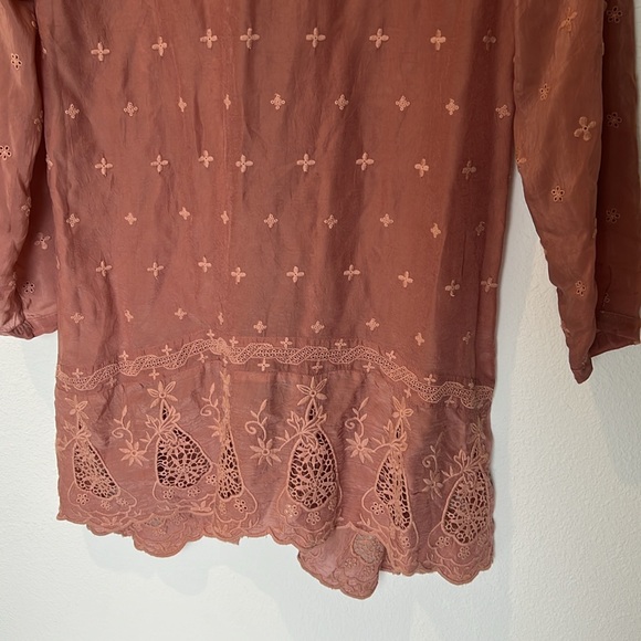 Johnny Was Embroidered Mauve Tunic Mini Dress - Picture 7 of 9